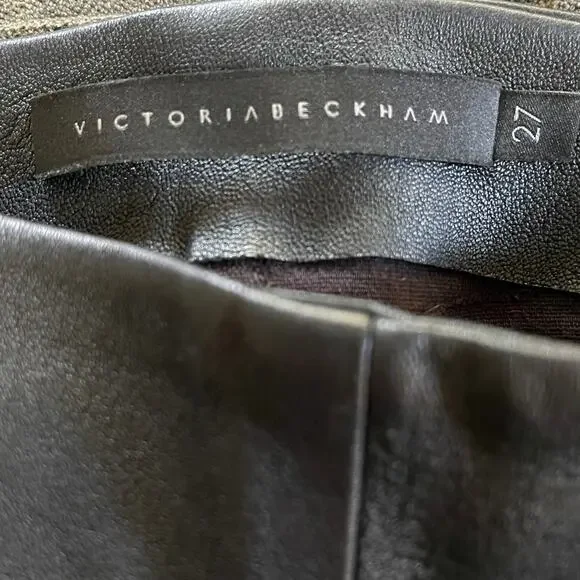 Victoria Beckham Black Leather Zip Pants‎ Leggings Size 27 - Picture 8 of 11